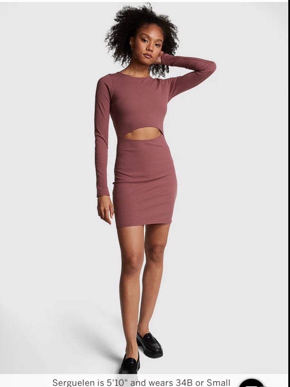 PINK Cotton Cutout Long Sleeve Dress